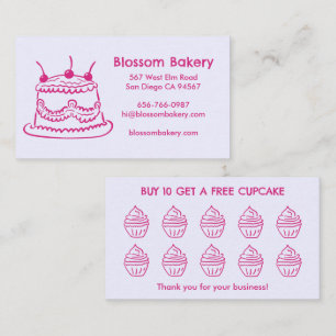 Cake Cupcake Bakery Dessert Catering Rewards  Loyalty Card