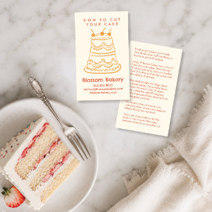 Cake Cutting Instructions Bakery Dessert Wedding  Business Card