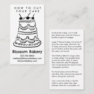 Cake Cutting Instructions Bakery Dessert Wedding Business Card