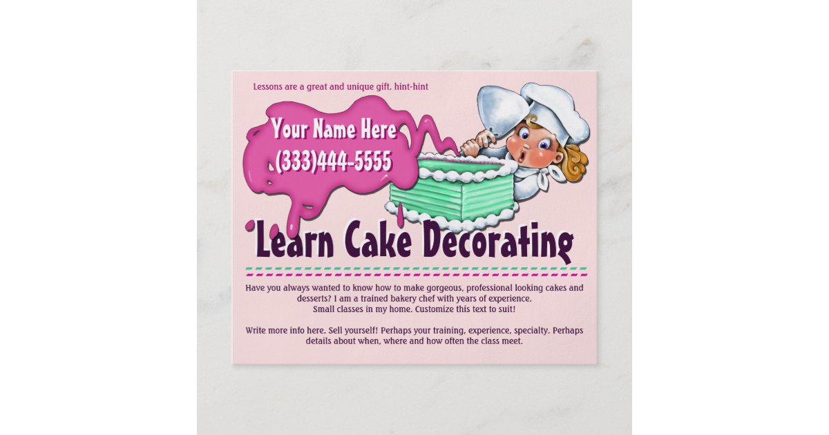 cake decorating baking classes lessons flyer zazzle ca event rsvp template