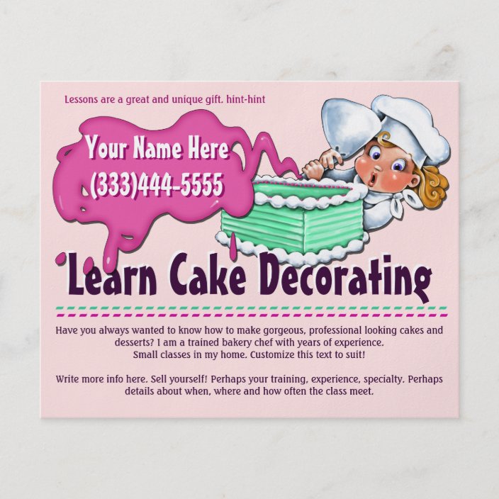 Cake Decorating. Baking. Classes. Lessons Flyer Zazzle.ca