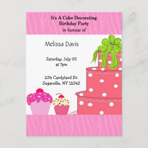 Cake Decorating Birthday Party Invitation