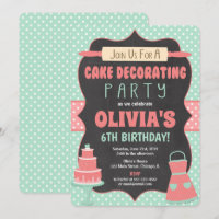 Cake decorating cupcake birthday party invitations