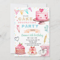 Cake decorating theme party invitation