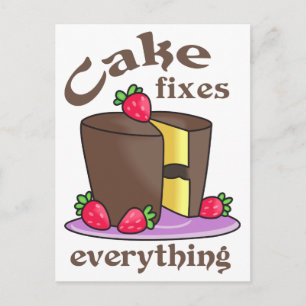 Cake Fixes Everything Postcard
