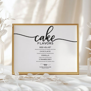 Cake Flavours Black And White Calligraphy Sign