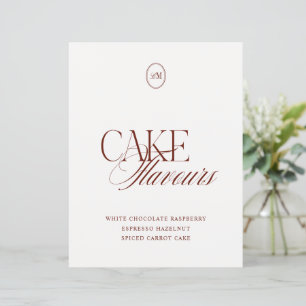 Cake Flavours Modern Deep Terracotta Wedding Sign