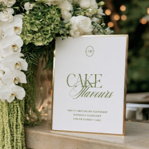 Cake Flavours Modern Olive Green Wedding Sign