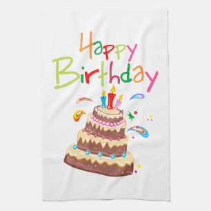 Cake Happy Birthday Kitchen Towel
