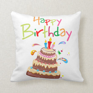 Cake Happy Birthday Throw Pillow