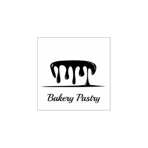 Cake Ice Cream Dripping Bakery Rubber Stamp