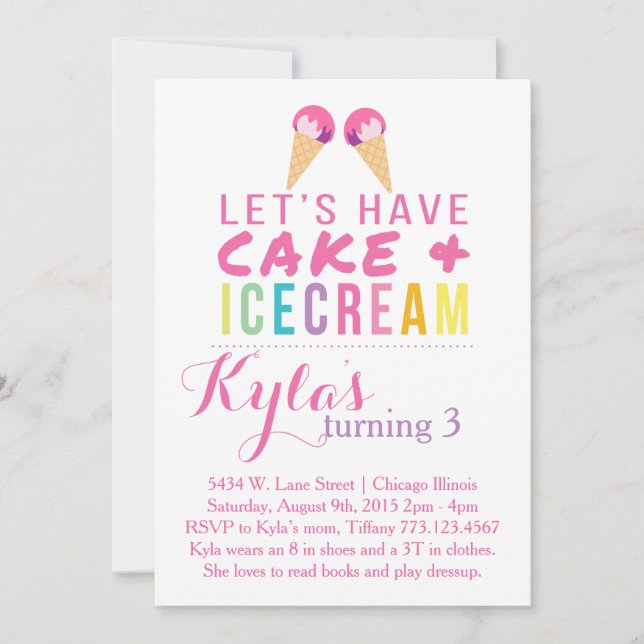 Cake & Ice Cream Invite (Front)