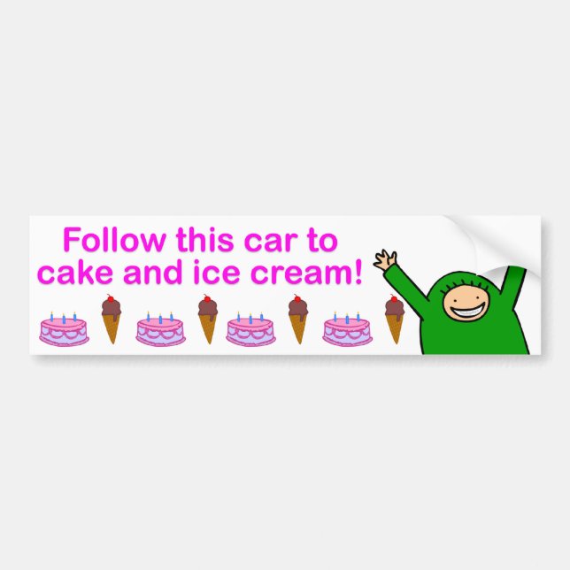 Cake & Ice Cream (Pink Text) Bumper Sticker (Front)