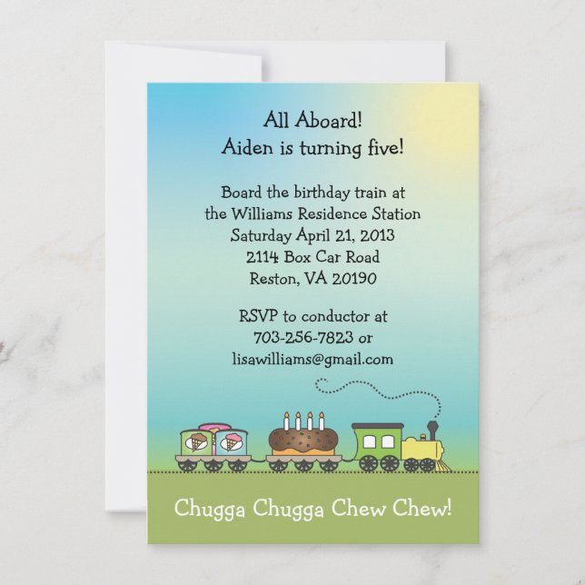 Cake & Ice Cream Train Invite - 4.5 x 6.25 Size (Front)