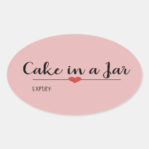 Cake in a jar blush pink oval sticker