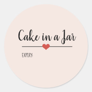 Cake in a Jar blush pink script custom Classic Rou Round Sticker