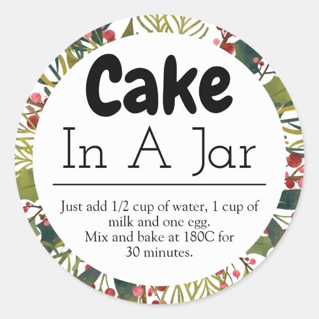 Cake In A Jar Christmas Idea Classic Round Sticker (Front)