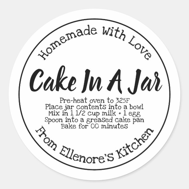 Cake In A Jar Classic Round Sticker (Front)