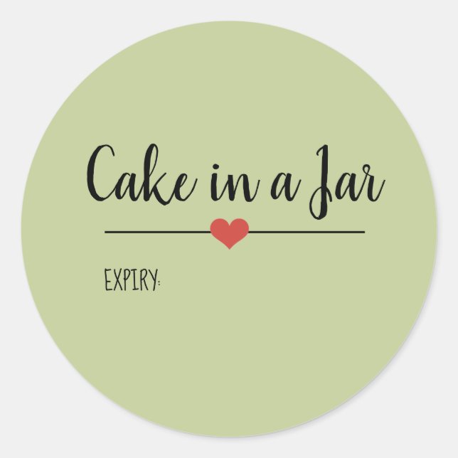 Cake in a Jar sage green Classic Round Sticker (Front)
