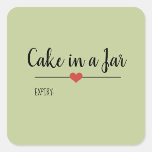 Cake in a Jar sage green script Square Sticker
