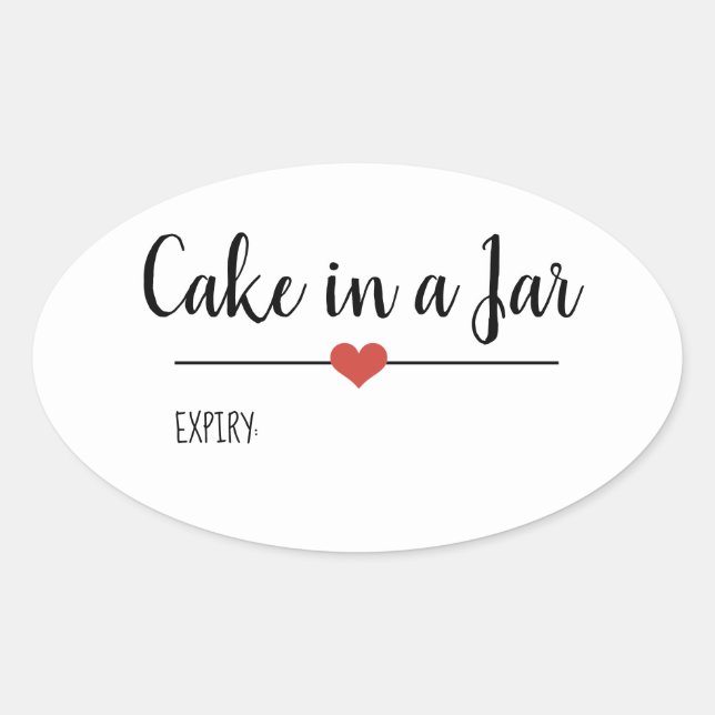 Cake in a Jar white script custom Oval Sticke Oval Sticker (Front)