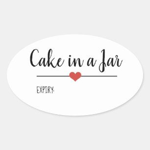 Cake in a Jar white script custom Oval Sticke Sticker