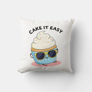 Cake It Easy Funny Cupcake Pun Throw Pillow
