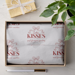 Cake, Kisses And Forever Wishes Red Bow Wedding Tissue Paper
