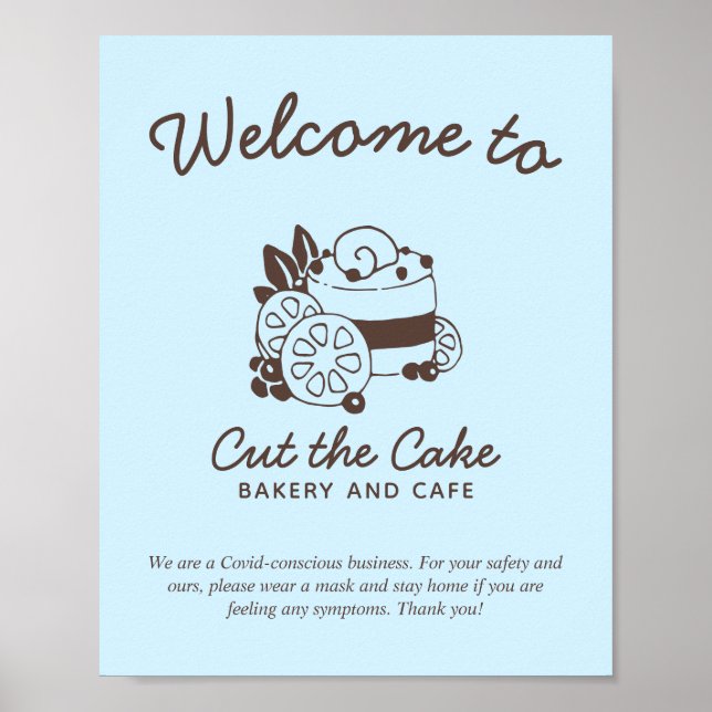 Cake Logo Bakery Covid Safety Welcome Poster (Front)