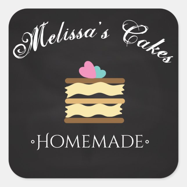 Cake Logo Stickers Homemade Bakery Chalkboard (Front)
