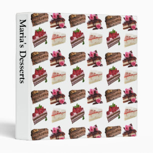 Cake Lovers Desserts Pattern Personalised Recipe Binder