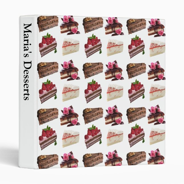 Cake Lovers Desserts Pattern Personalised Recipe Binder (Front/Spine)