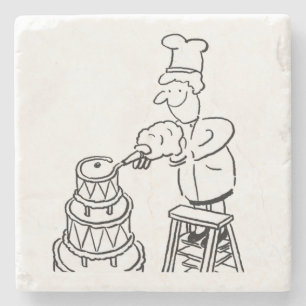 Cake Maker Decorating Giant Cake Stone Coaster