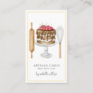 Cake Maker Watercolor Baking Utensils Cake Business Card