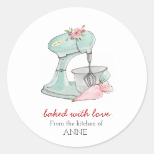 Cake mixer "Baked with love"  Classic Round Sticker