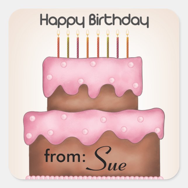 Cake on Fire Custom Birthday Gift Tag Stickers (Front)