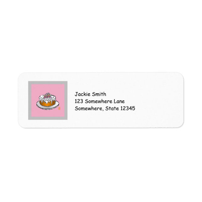 Cake on Pink Return Address Label (Front)