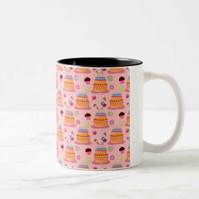 Cake Pastry Dessert Pattern Two-Tone Coffee Mug (Right)