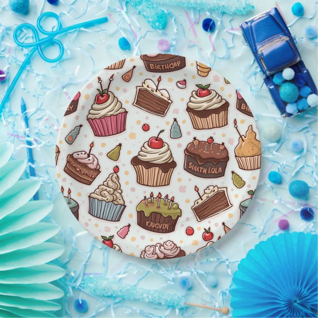 Cake Pattern Paper Napkin Plate (Party)