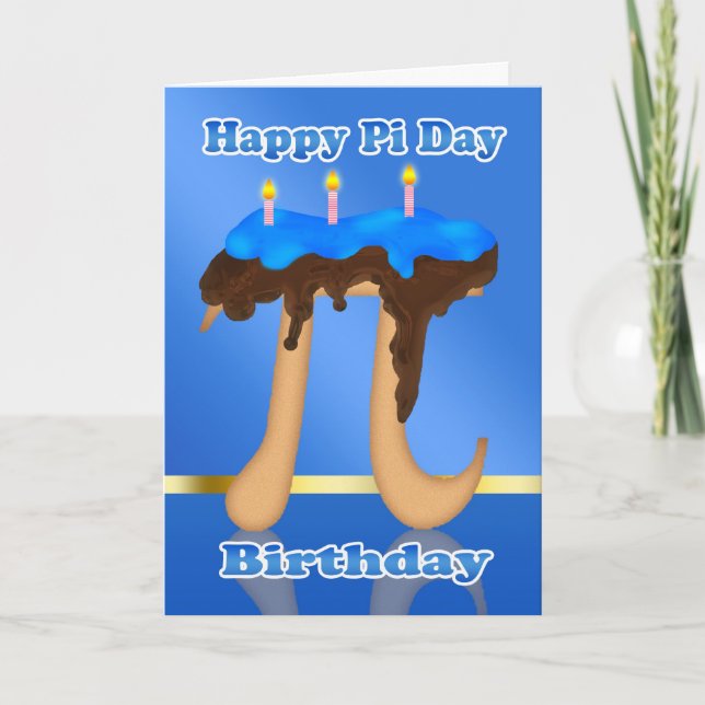 Cake Pi Day 3.14 March 14th Birthday Card (Front)