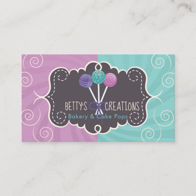 Cake Pop Bakery Design Business Card (Front)