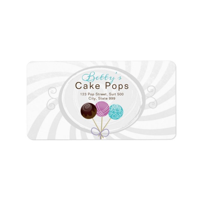 Cake Pop Bakery Stylish Design Label (Front)