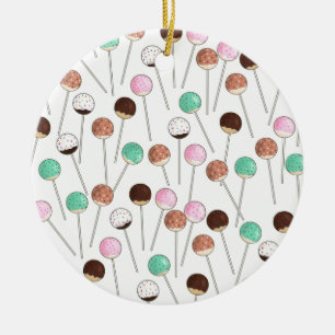 Cake Pop Design Ceramic Ornament