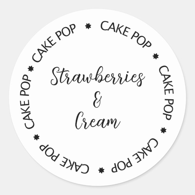 Cake pop Flavour Label, Personalized cake pops Classic Round Sticker (Front)