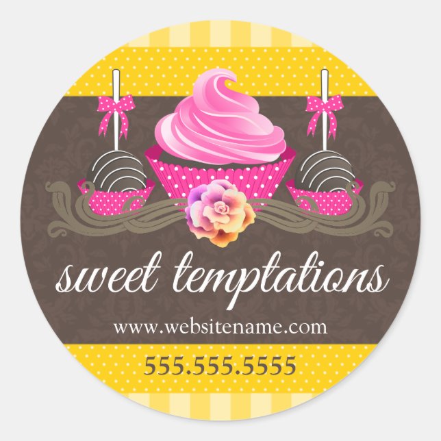 Cake Pops and Cupcake Bakery Box Seals (Front)