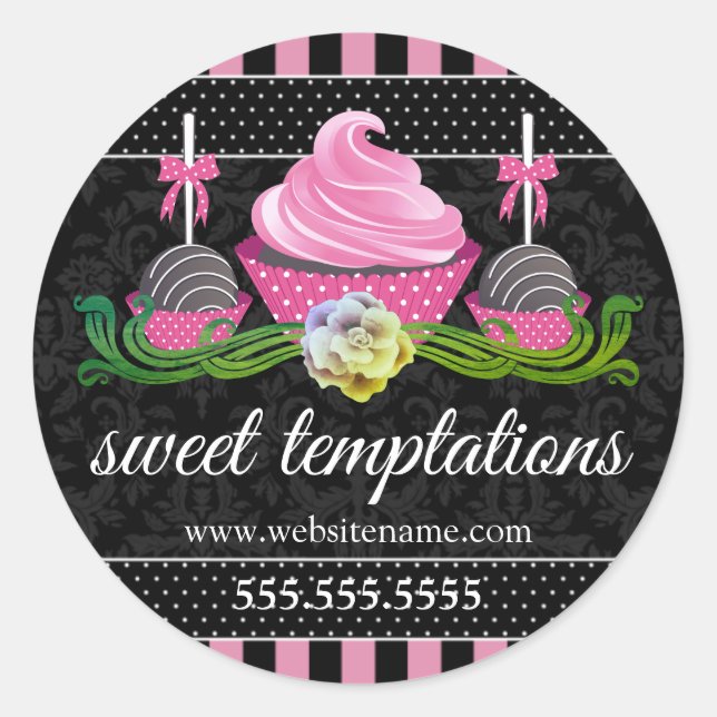 Cake Pops and Cupcake Bakery Box Seals (Front)