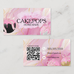 Cake Pops Baker Bakery Treats Pink Business Card