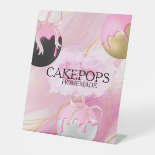 Cake Pops Baker Bakery Treats Pink Pedestal Sign