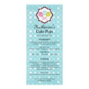 Cake Pops Bakery Custom Promotion Price List Rack Card