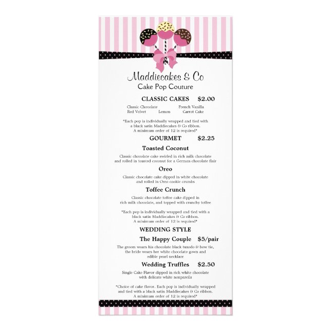 Cake Pops Bakery Custom Rack Card (Front)